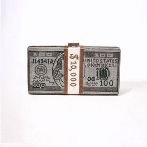Crystal Dollar Clutch with Metal Handle