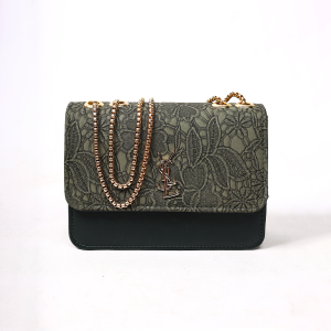 Floral-Textured crossbody bag, with Chain Strap