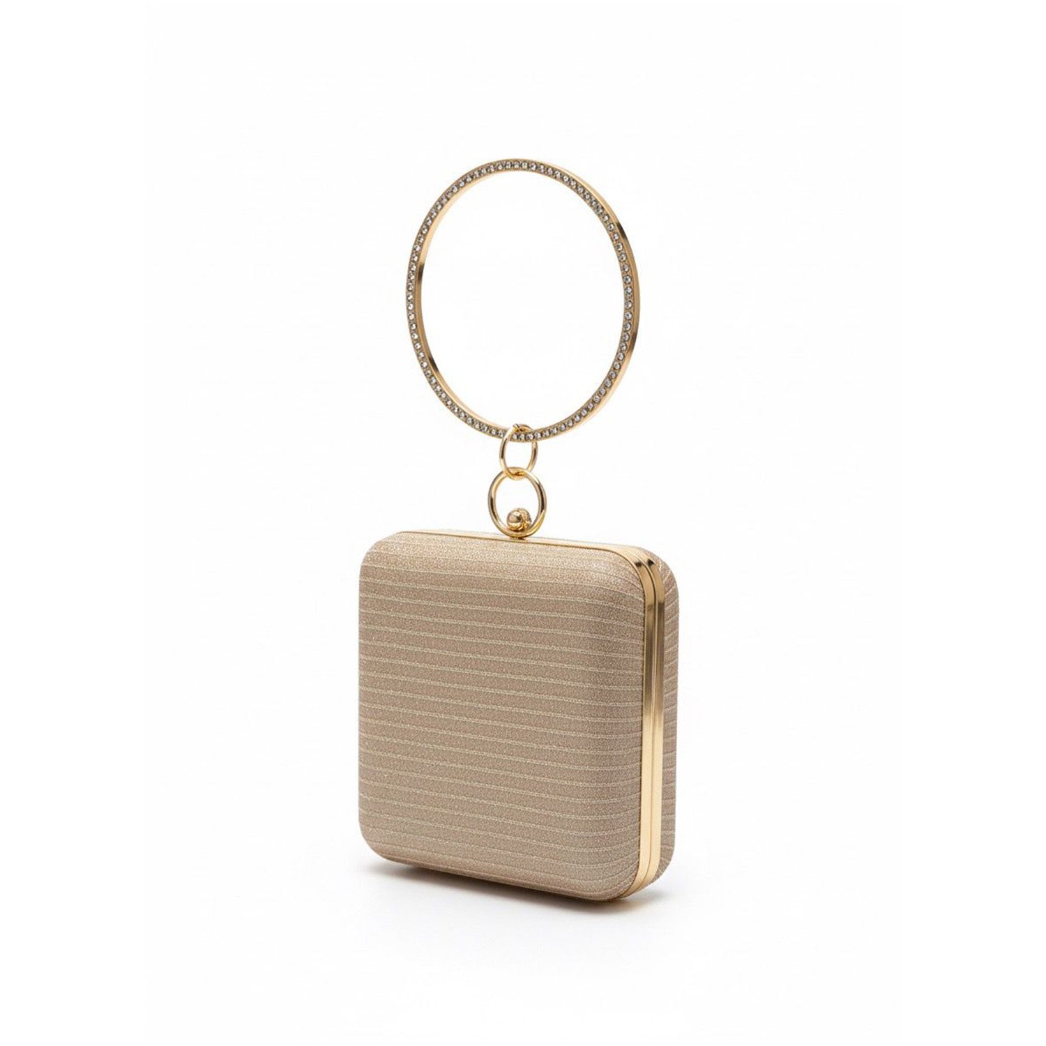 Box Clutch with Crystal Ring Handle