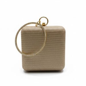 Box Clutch with Crystal Ring Handle