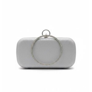 Women’s Metallic Clutch with Crystal Handle
