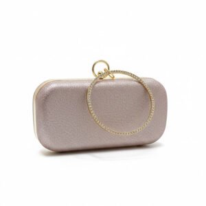 Women’s Metallic Clutch with Crystal Handle