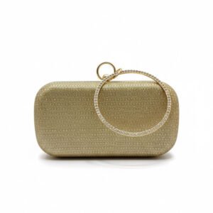 Women’s Metallic Clutch with Crystal Handle