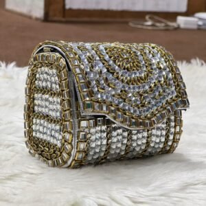 HandMade Medium Kundan Clutch-Design 1